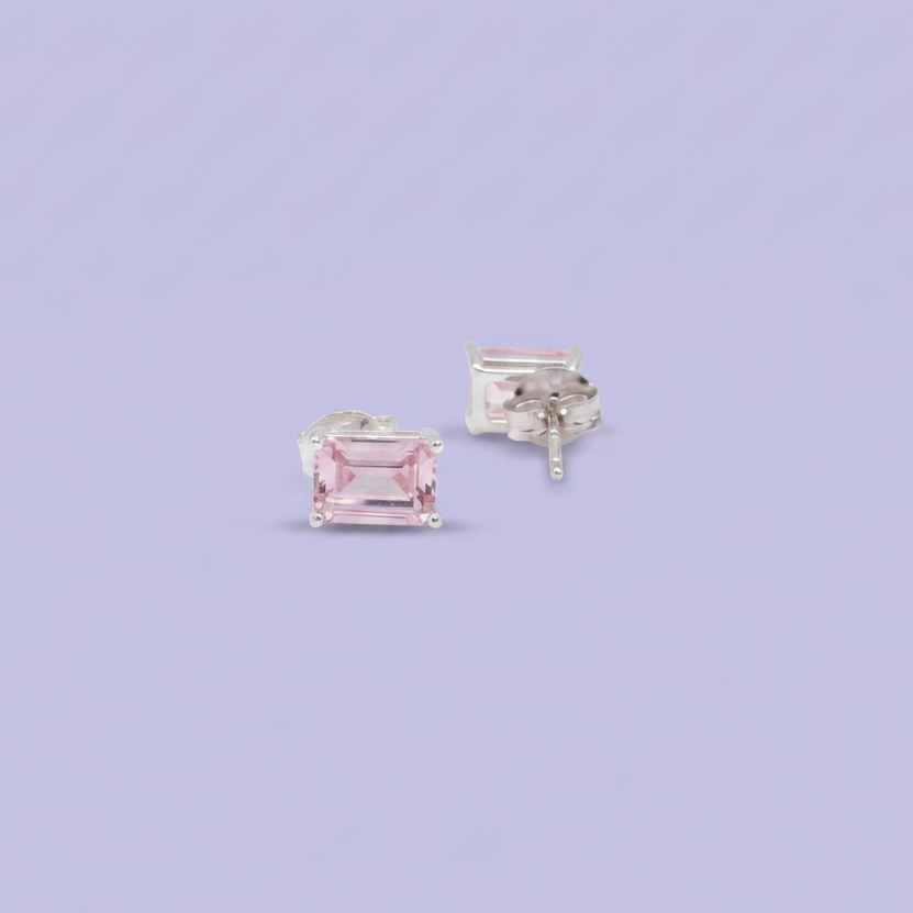 Arete de Plata .925 Diseño Clasico Rosa con Zirconia mod. 2776