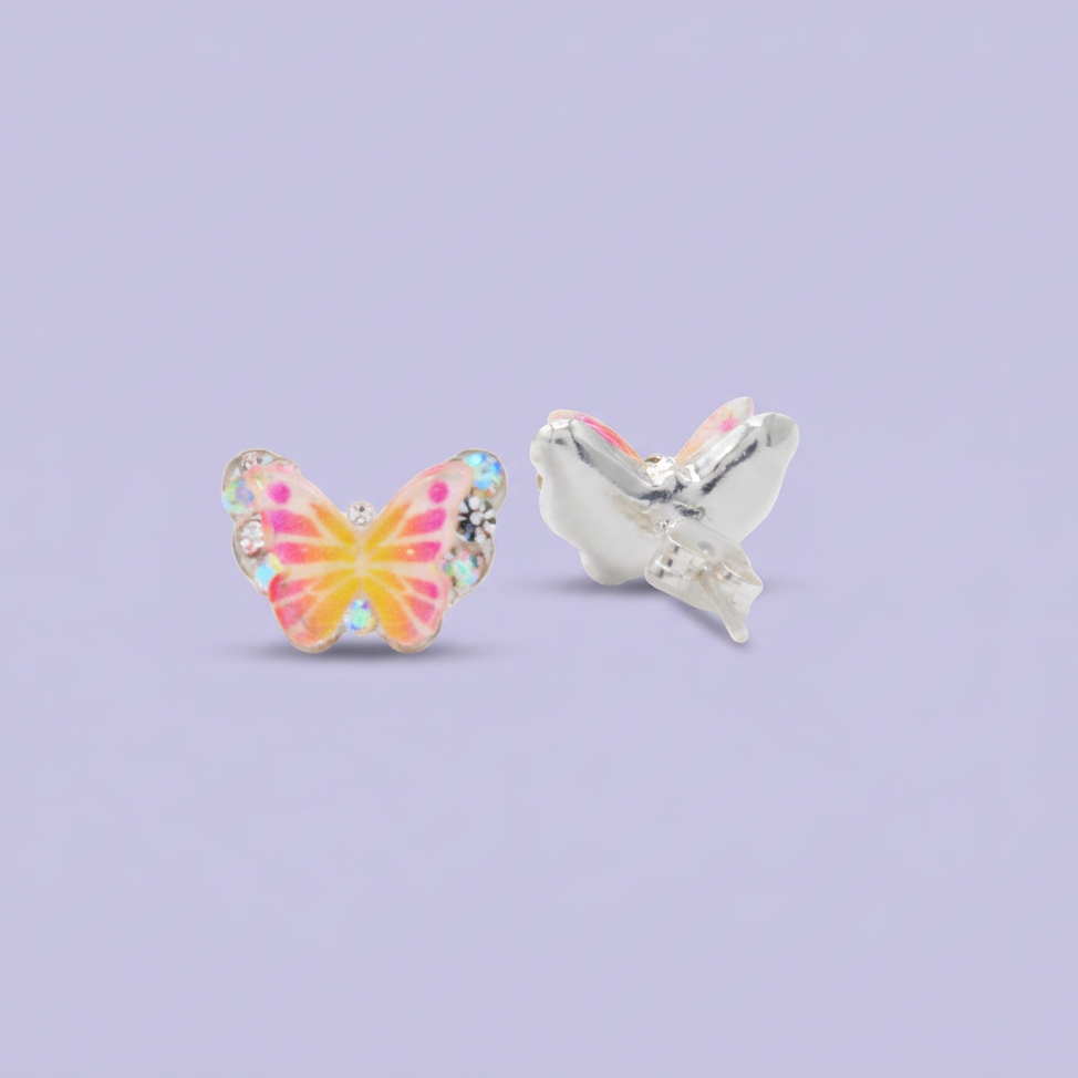Arete de Plata .925. Mariposa Amarilla con Zirconia mod. 3190
