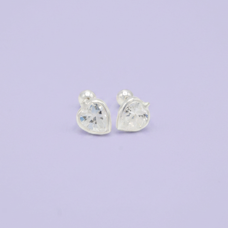 Broquel de Plata .925 Corazon Princesa con Zirconia mod. 2537