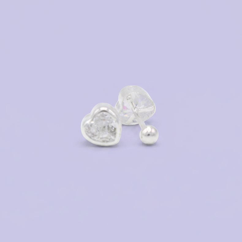 Broquel de Plata .925  Corazón Elegante Chico con Zirconia mod. 3074