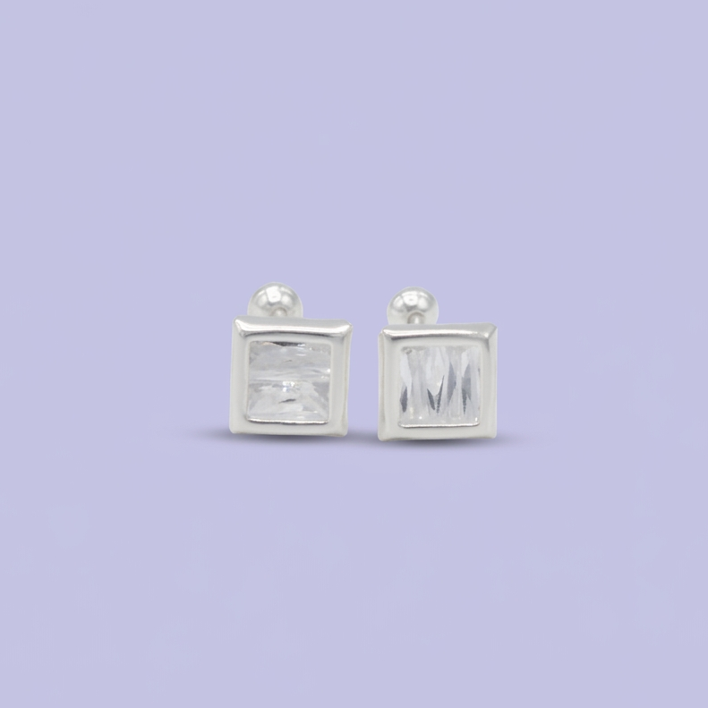 Broquel de Plata .925 Cuadro Fino con Zirconia mod. 2536