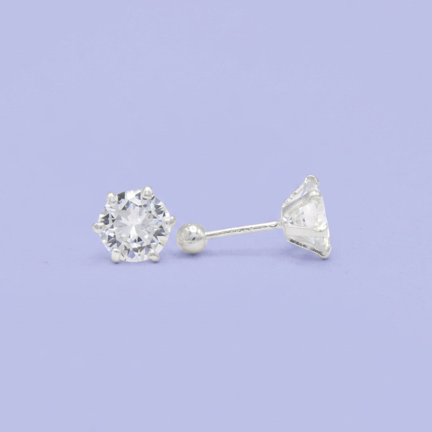 Broquel de Plata .925 Circular con Zirconia Blanca Brillante mod. 3067