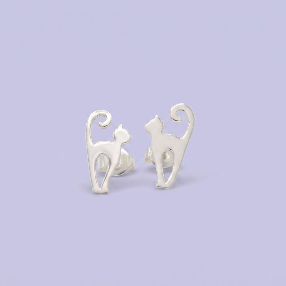 Arete de Plata .925 Gato Liso mod.3008