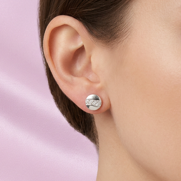Arete de Plata .925 Circular Detallada con Incrustación mod. 2402