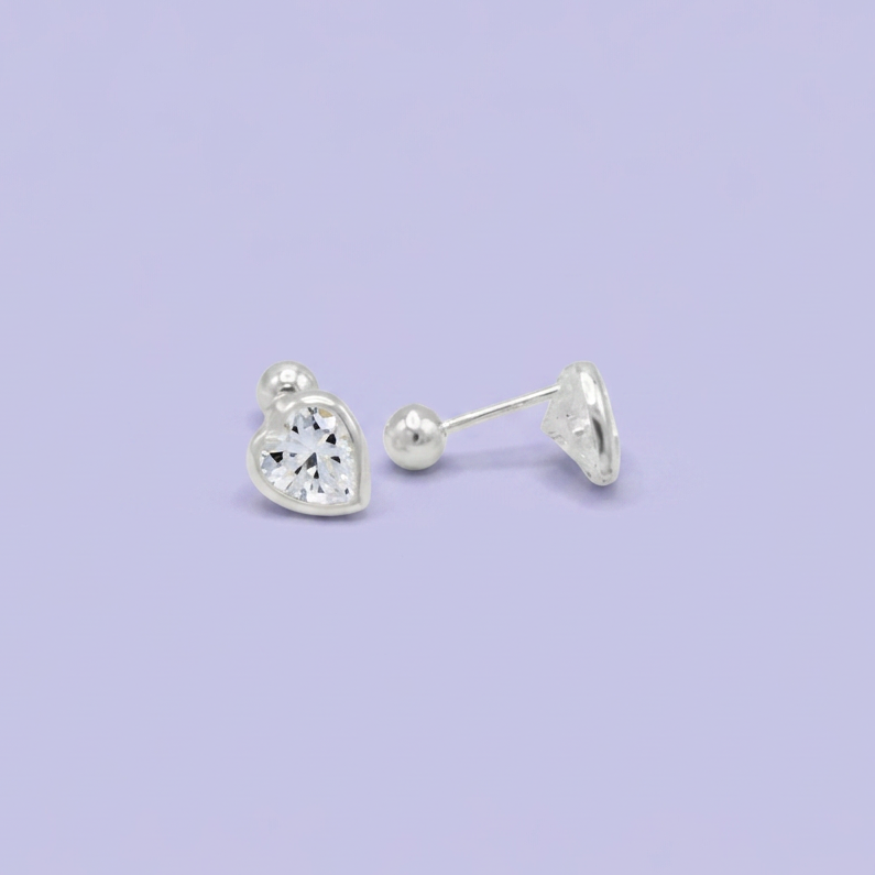 Broquel de Plata .925 Corazon Princesa con Zirconia mod. 2537