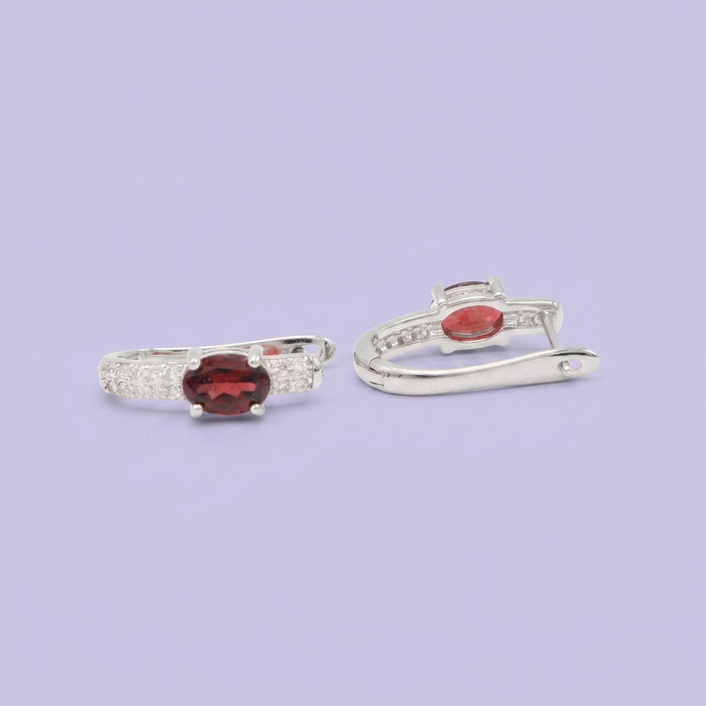 Coordinado de Plata .925 Con Diseño Elegante Alargado Vino y Zirconia mod. 2950