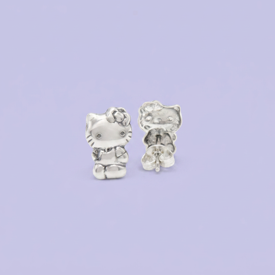 Arete de Plata .925 de Gatita y Moño mod. 2979
