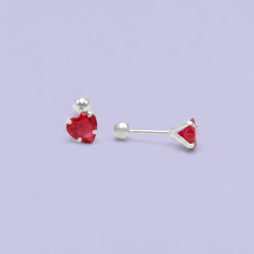 Broquel de Plata .925 Corazon Rosa Brillante de Zirconia mod. 2540