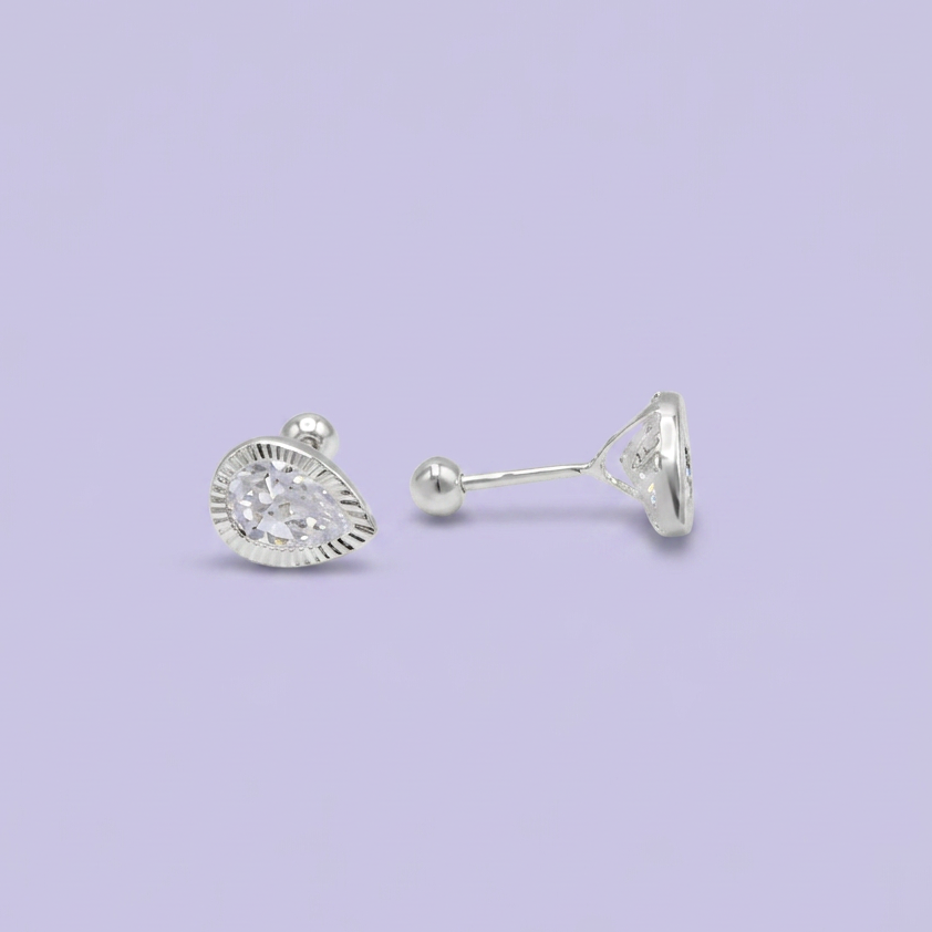Broquel de Plata .925 Gota Cristal con Zirconia mod. 2535