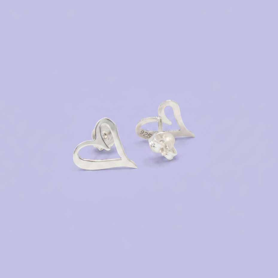 Arete de Plata .925 de Corazón Liso y Hueco mod. 2971