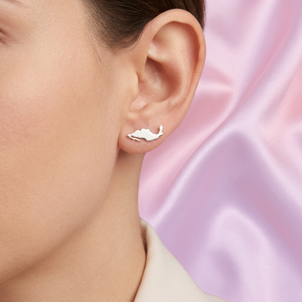 Arete de Plata .925 con Diseño de la República Mexicana mod. 2970