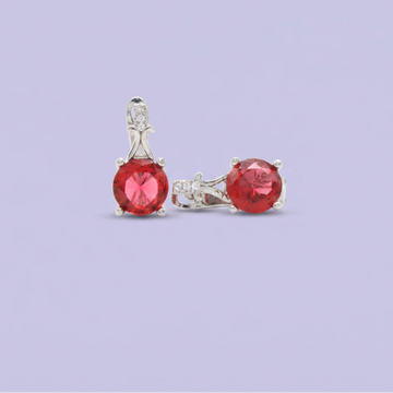 Grapa de Plata .925 Diseño de Piedra Roja Redonda mod. 2787