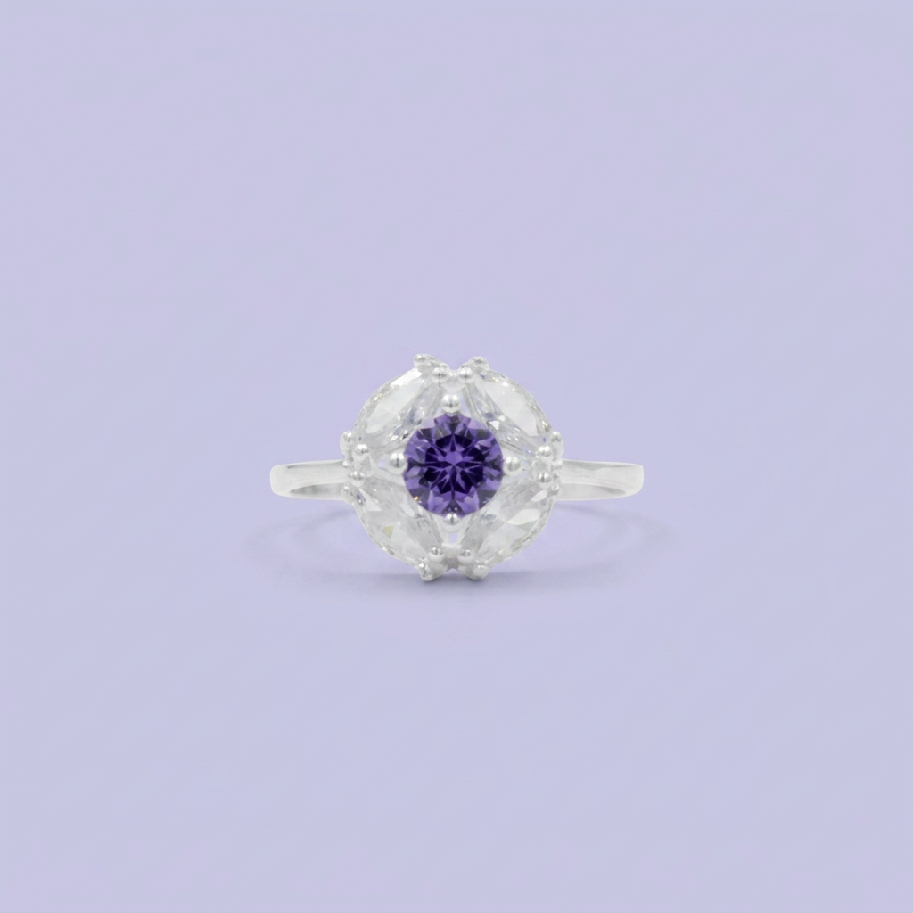 Coordinado de Plata .925 Elipse de Bello Color Lila mod. 2589