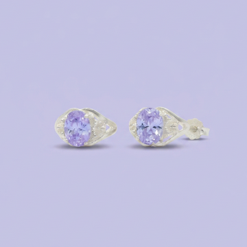 Arete de Plata .925 Diseño Elegante con Zirconia Morada mod. 2388