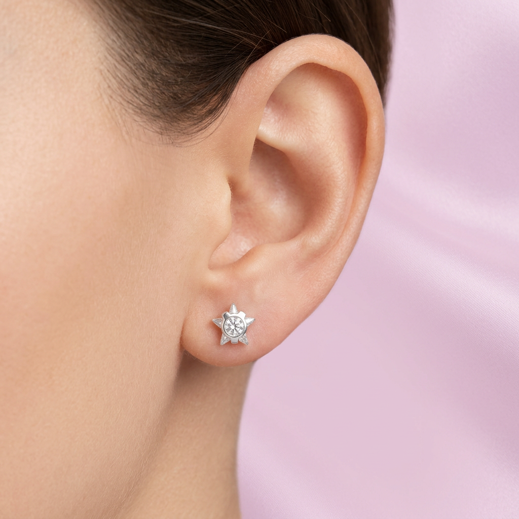 Broquel de Plata .925 Estrella Fugaz con Zirconia mod. 2539