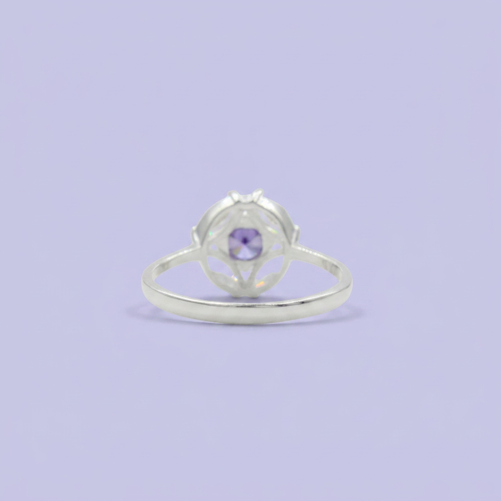Coordinado de Plata .925 Elipse de Bello Color Lila mod. 2589