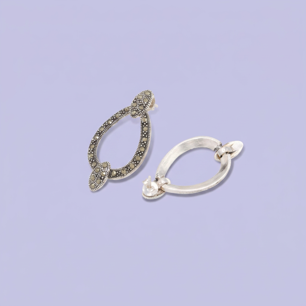 Coordinado de Plata .925 Estilo Elegante con Eslabón Gota Incrustados de Marquesitas mod. 3156
