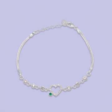 Pulsera de Plata .925 de Corazón con Incrustación de Zirconia Verde mod. 3051