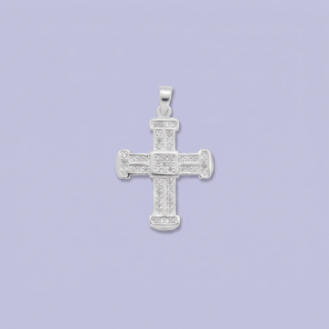 Dije de Plata .925 Cruz Espcial con Separaciones Incrutada con Zirconias mod. 2872
