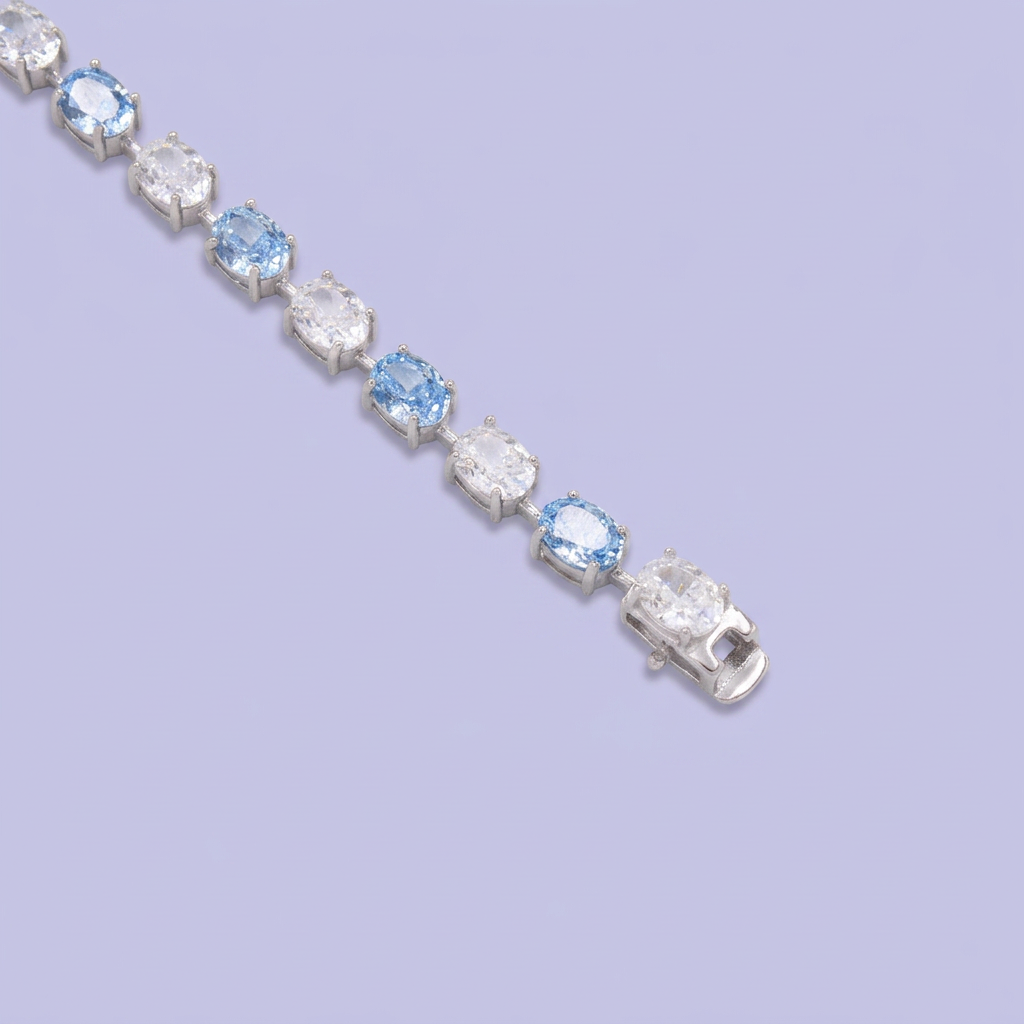 Pulsera de Plata .925 Tejido Especial con Zirconias Oval de Corte Brillante mod. 3086