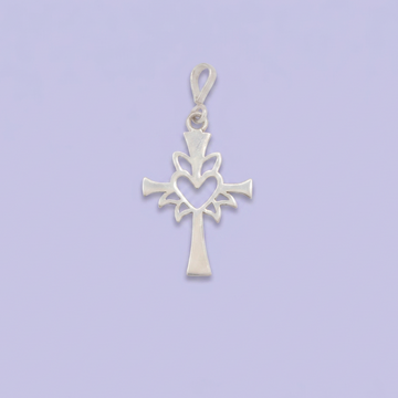 Dije de Plata .925 Cruz Fina con Calado de Corazón mod. 2994