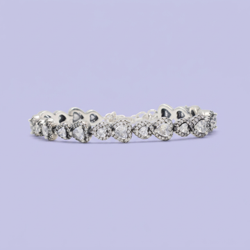Pulsera de Plata .925 Tejido de Corazones Incrustados con Zirconias mod. 3083