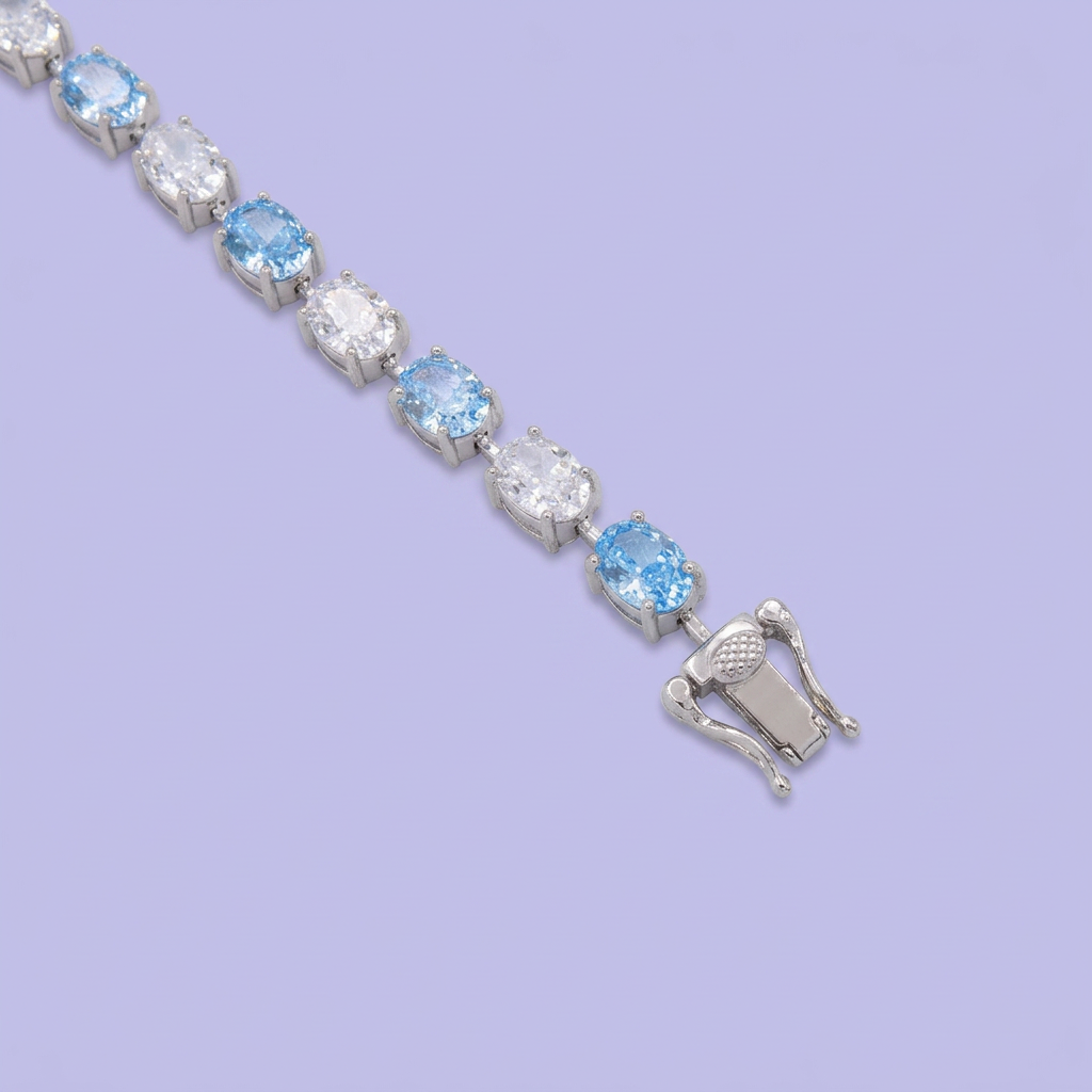 Pulsera de Plata .925 Tejido Especial con Zirconias Oval de Corte Brillante mod. 3086