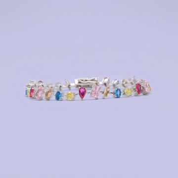 Pulsera de Plata .925 Tejido de Zirconias de Colores Brillantes mod. 3081