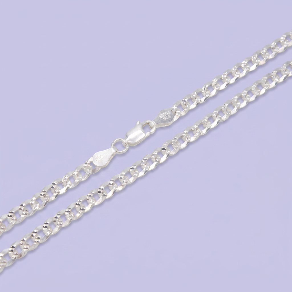 Cadena de Plata .925 Tejido Barbado Diamantado Especial mod. 3015