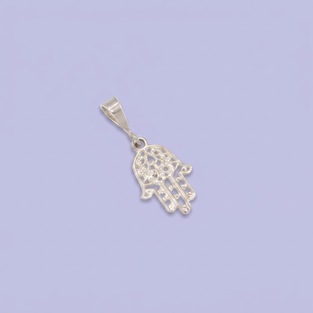 Dije de Plata .925 Diseño Mano de Fátima Estilo Calado Brillante mod. 2998