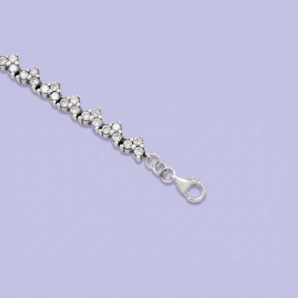 Pulsera de Plata .925 Tejido Corazón de 3 Zirconias mod. 3077