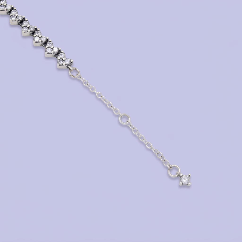 Pulsera de Plata .925 Tejido Corazón de 3 Zirconias mod. 3077