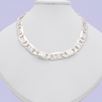 Cadena de Plata .925 Tejido Navaja Detallado Mate y Diamantado Estrella mod. 3042