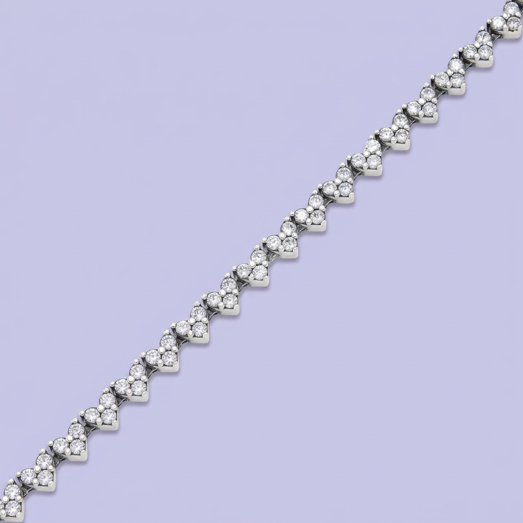 Pulsera de Plata .925 Tejido Corazón de 3 Zirconias mod. 3077