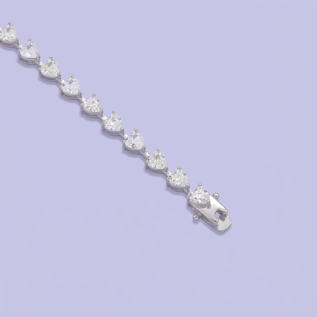 Pulsera de Plata .925 Tejido de Zirconias en Corte Corazón mod. 3085