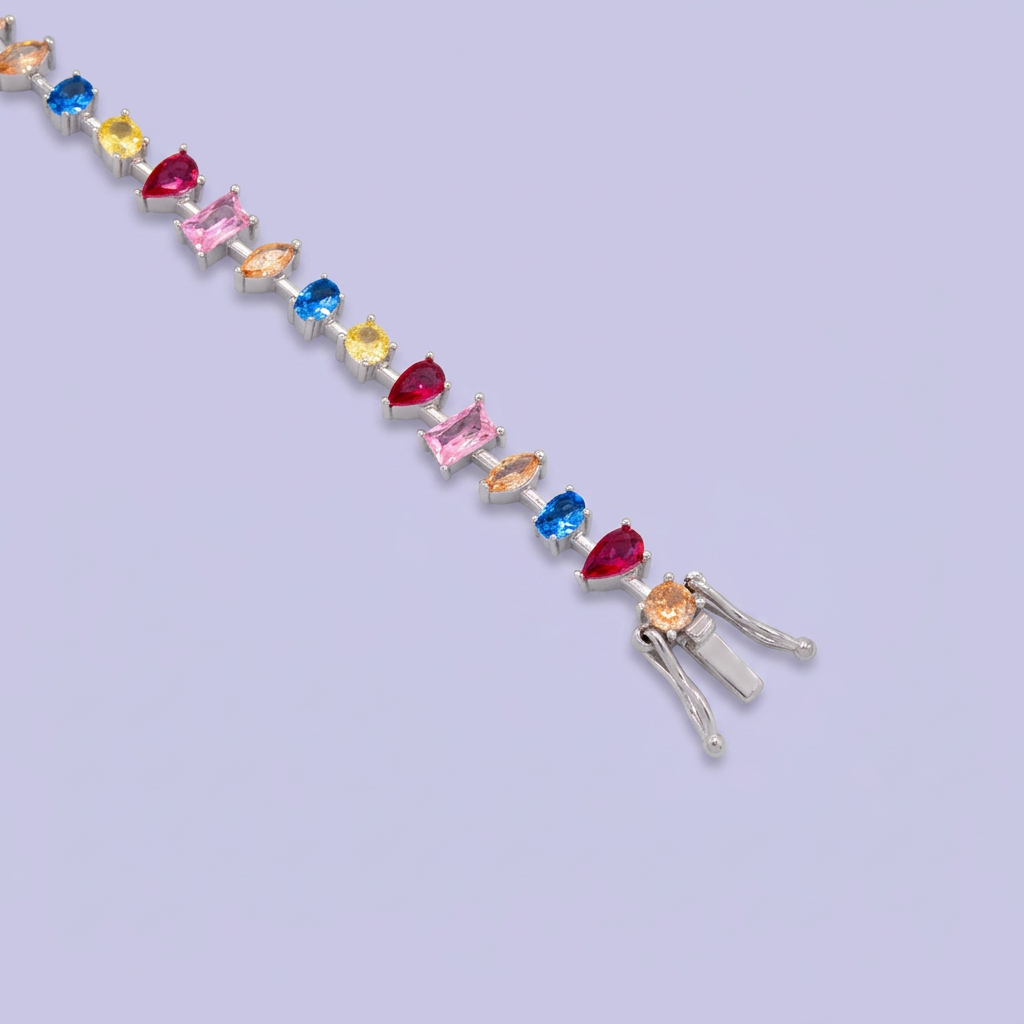 Pulsera de Plata .925 Tejido de Zirconias de Colores Brillantes mod. 3081