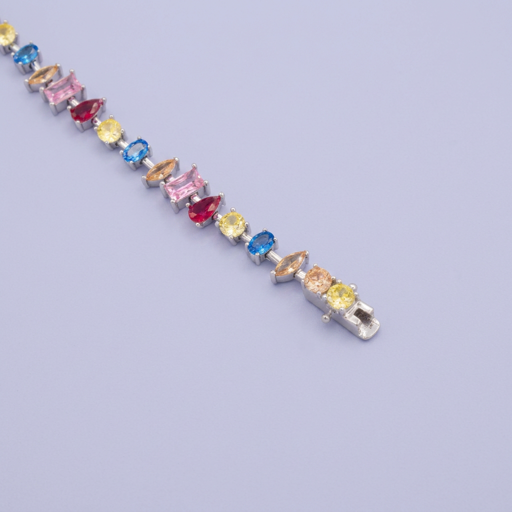 Pulsera de Plata .925 Tejido de Zirconias de Colores Brillantes mod. 3081
