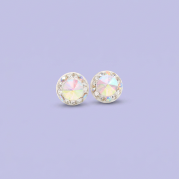 Arete de Plata .925. Circular Blanco con Zirconias Tornazol mod. 3203