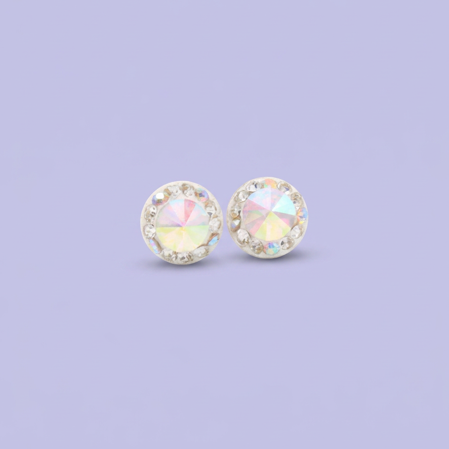 Arete de Plata .925. Circular Blanco con Zirconias Tornazol mod. 3203
