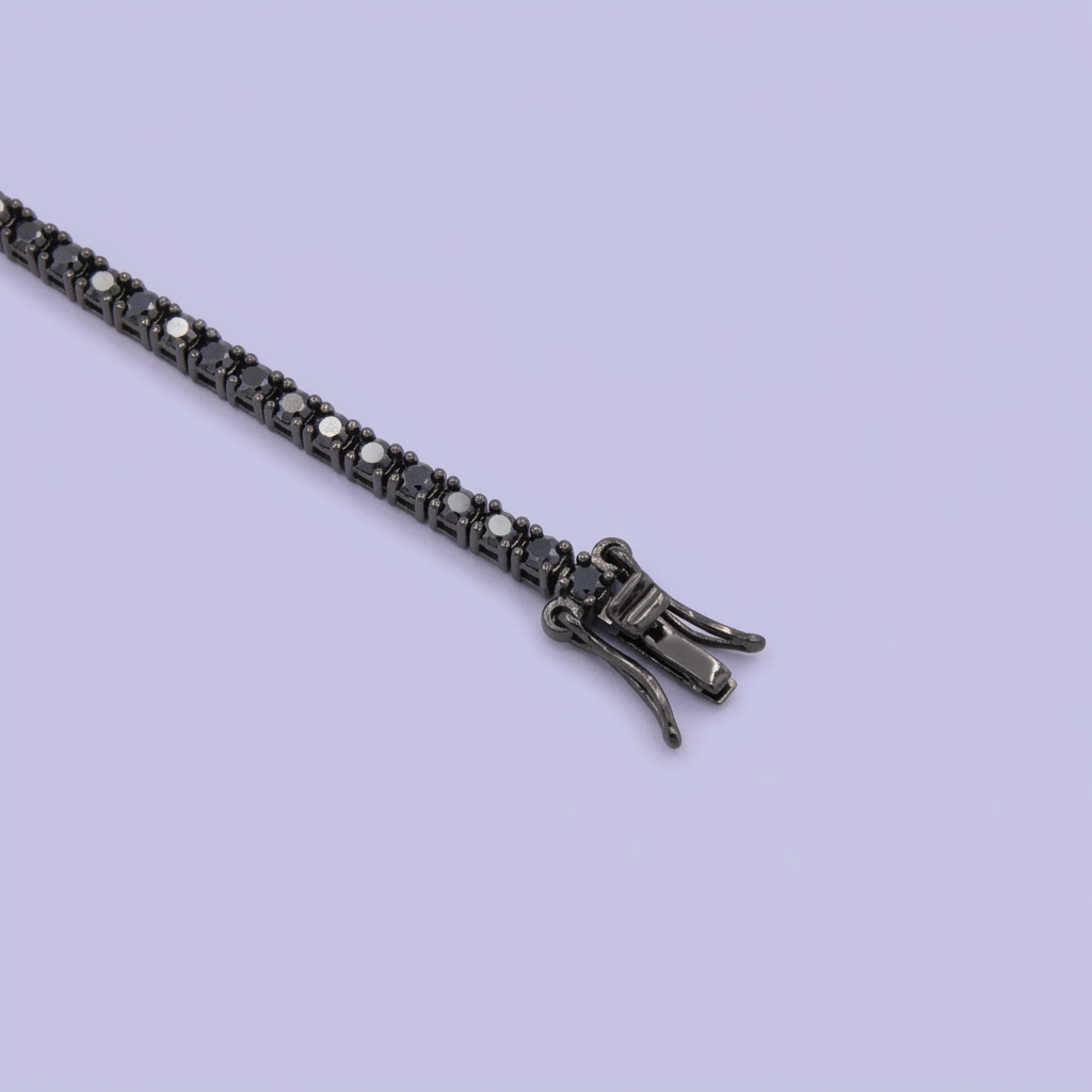 Pulsera de Plata .925 Oscura Tejido Tenis con Zirconia Negra mod. 3076