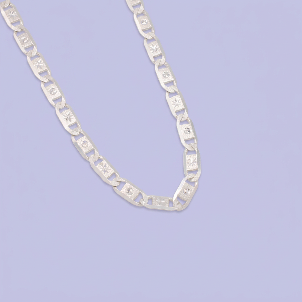 Cadena de Plata .925 Tejido Navaja Detallado Mate y Diamantado Estrella mod. 3042