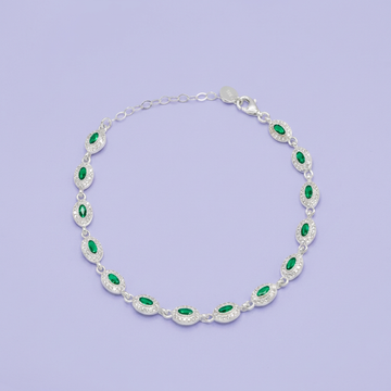 Pulsera de Plata .925 de Ovalos con Incrustación de Zirconias Verdes mod. 3048