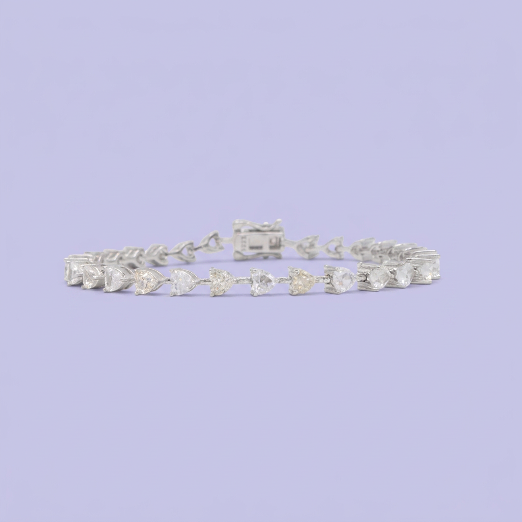 Pulsera de Plata .925 Tejido de Zirconias en Corte Corazón mod. 3085