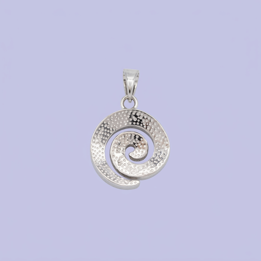 Dije de Plata .925 Espiral Incrustada con Ópalo Blanco mod. 2891