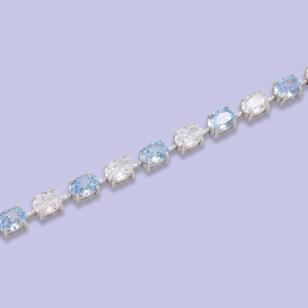 Pulsera de Plata .925 Tejido Especial con Zirconias Oval de Corte Brillante mod. 3086