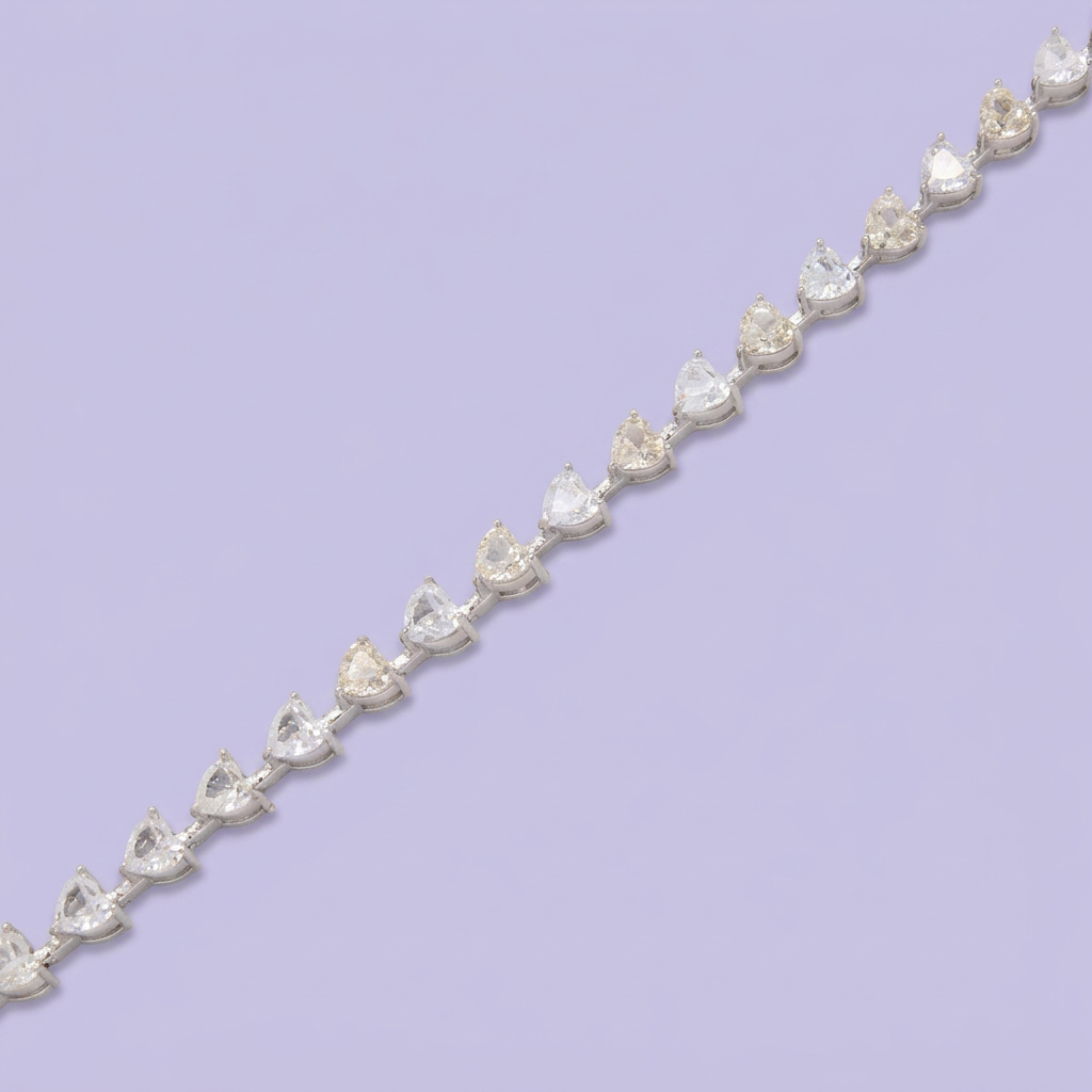 Pulsera de Plata .925 Tejido de Zirconias en Corte Corazón mod. 3085