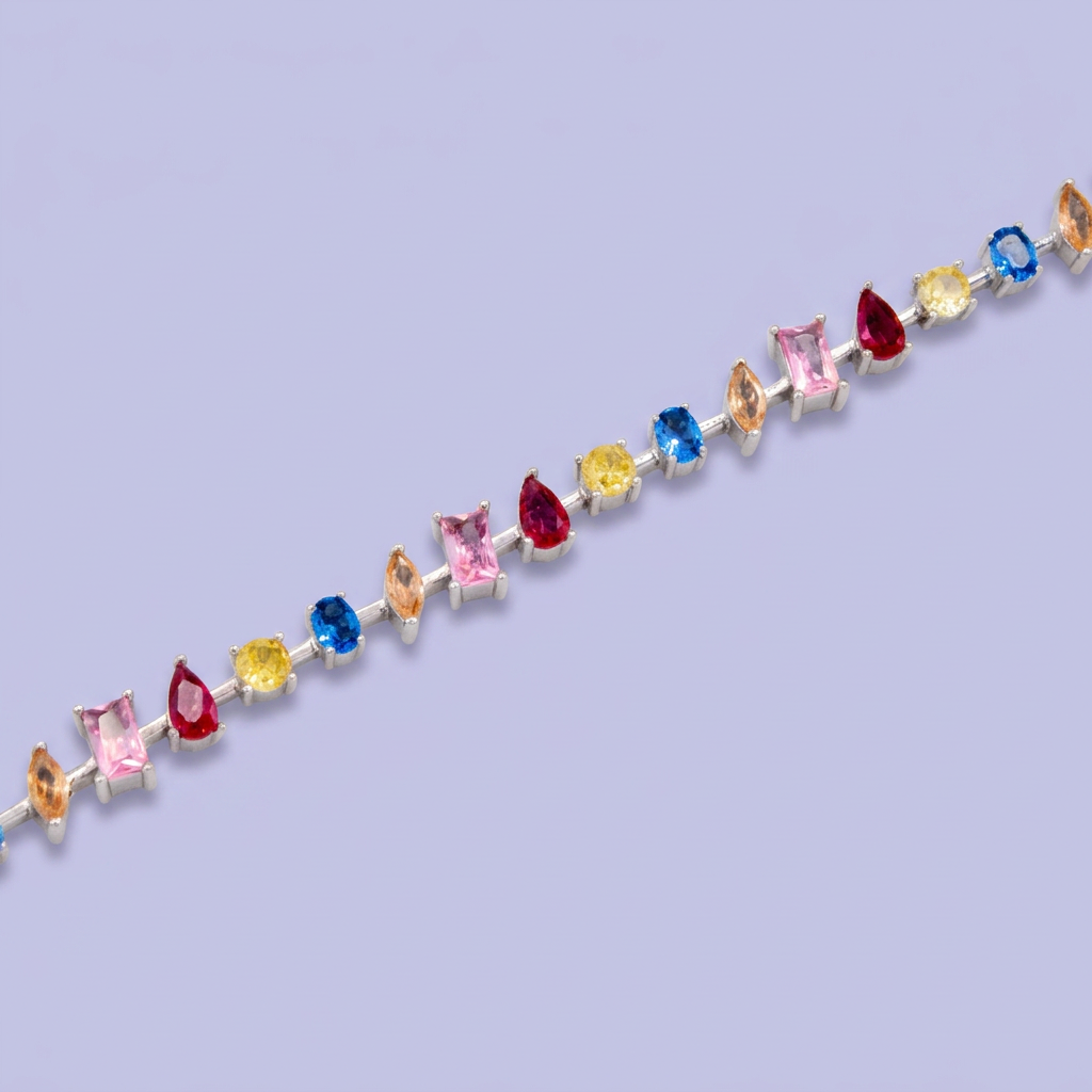 Pulsera de Plata .925 Tejido de Zirconias de Colores Brillantes mod. 3081