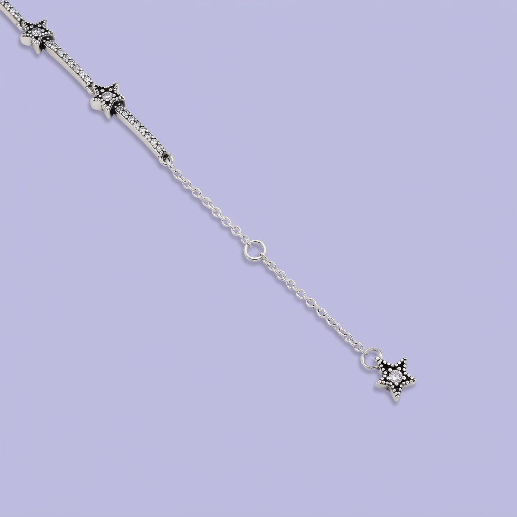 Pulsera de Plata .925 Tejido de Estrella Fugaz Incrutada con Zirconias mod. 3084