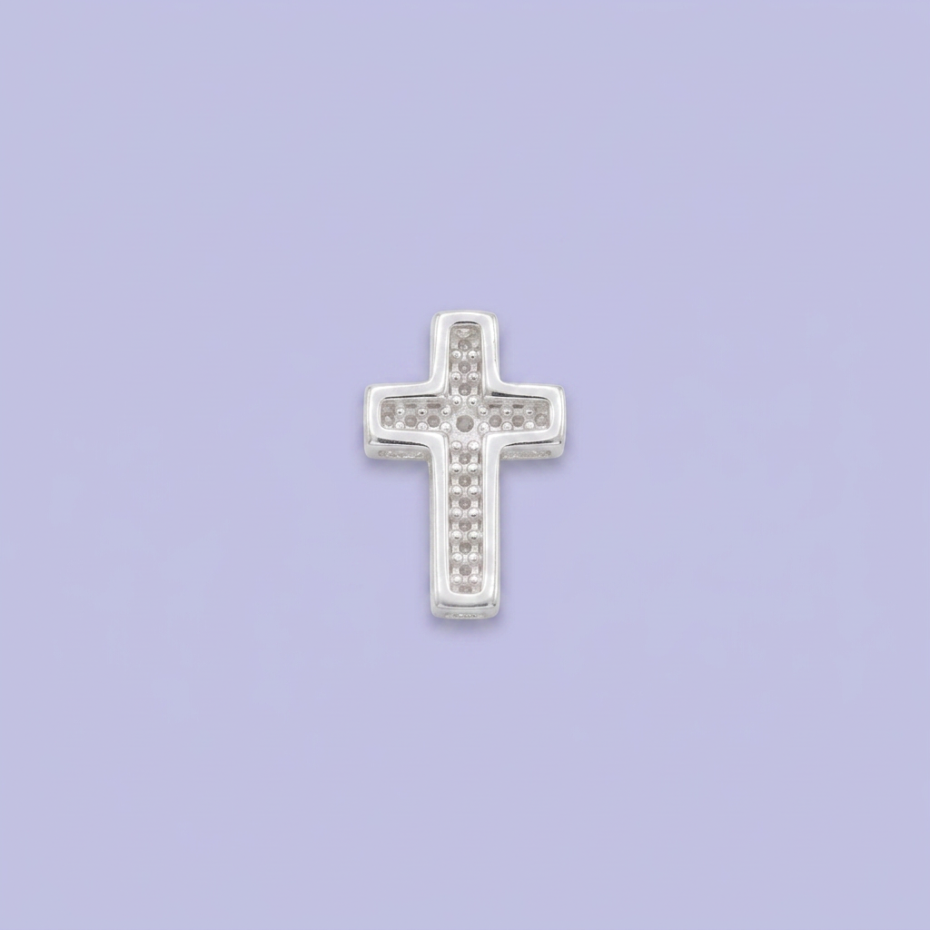 Dije de Plata .925 Cruz Incrustada con Zirconias sin Pasador mod. 2870