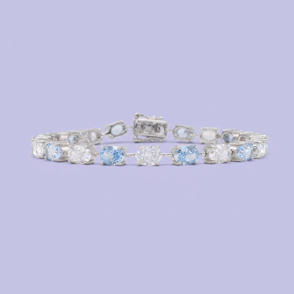 Pulsera de Plata .925 Tejido Especial con Zirconias Oval de Corte Brillante mod. 3086